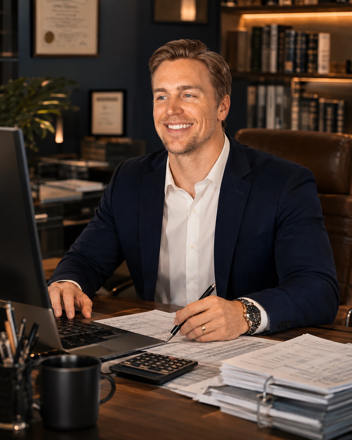 Charlie Barmore at his CPA desk