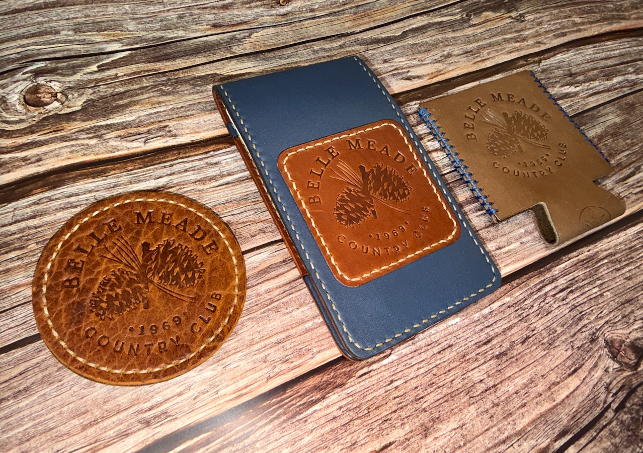 Country club branded leather set