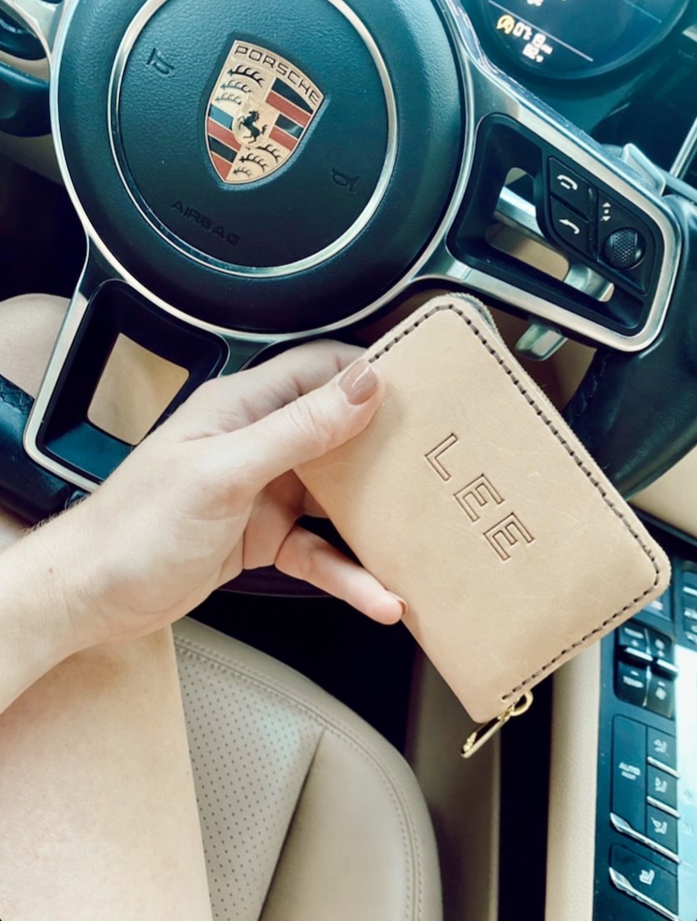 Custom zipper wallet with LEE monogram